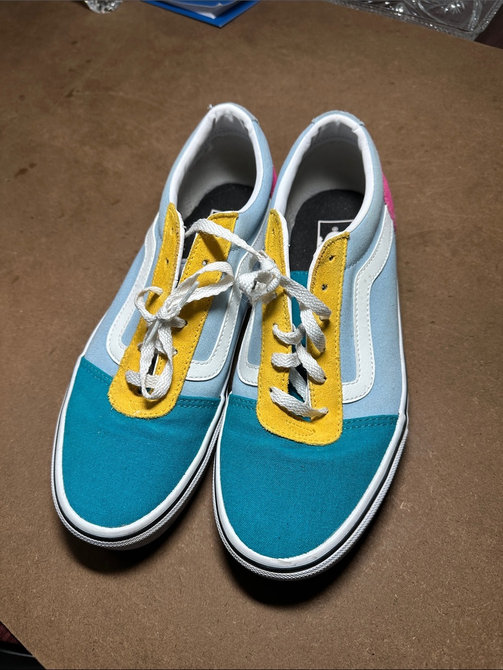 Vans Teal, White & Yellow Canvas Skate Shoe